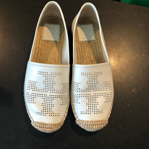 Tory Burch Shoes - Tory Burch White Leather Espadrilles Size 7